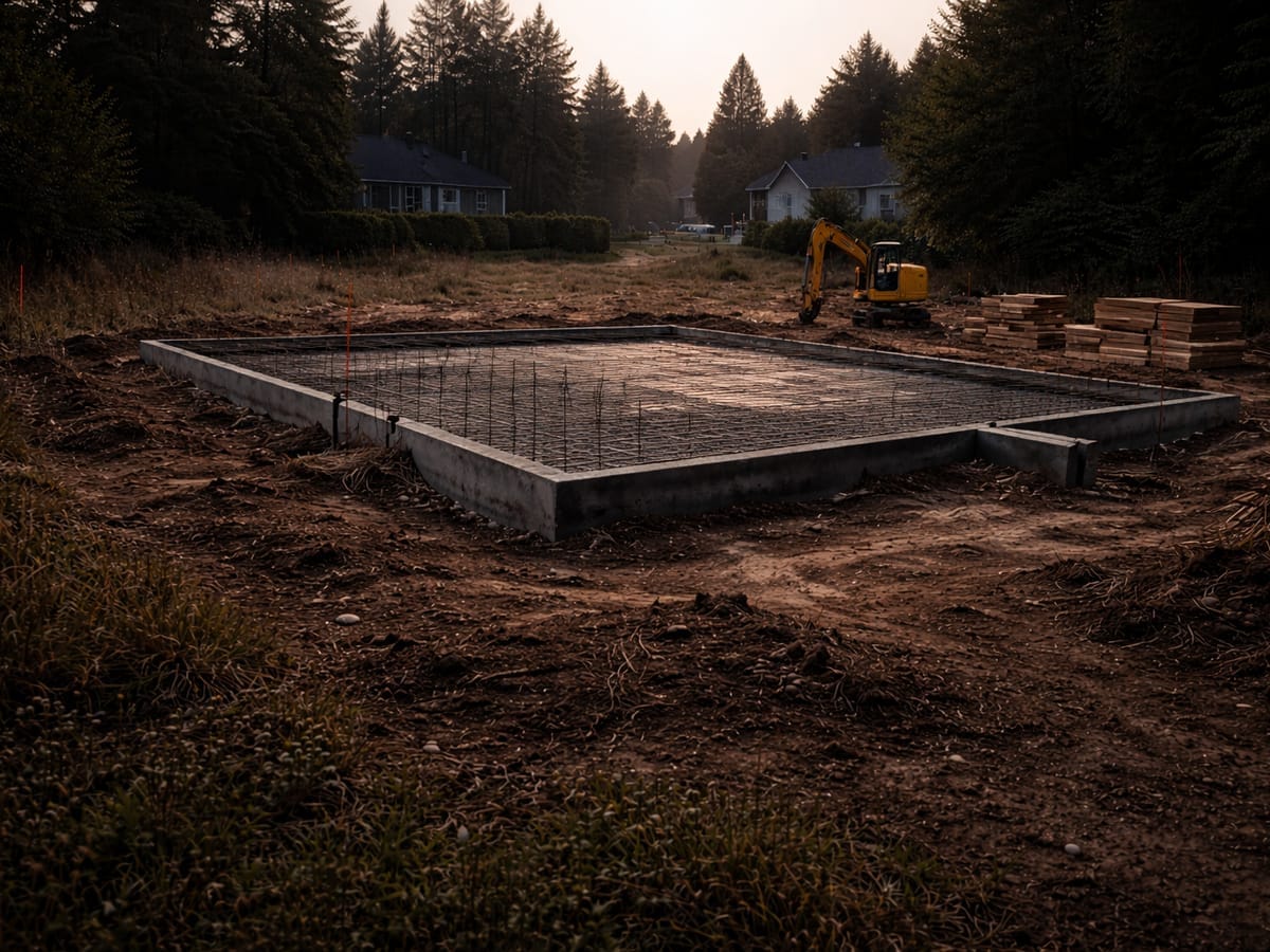 Výkop základov pre rodinný dom po prácach — Prievidza Hradec