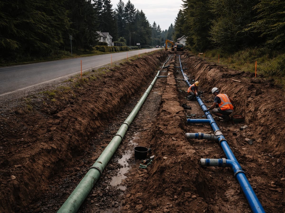 Prípojka kanalizácie a vodovodu po prácach — Bojnice